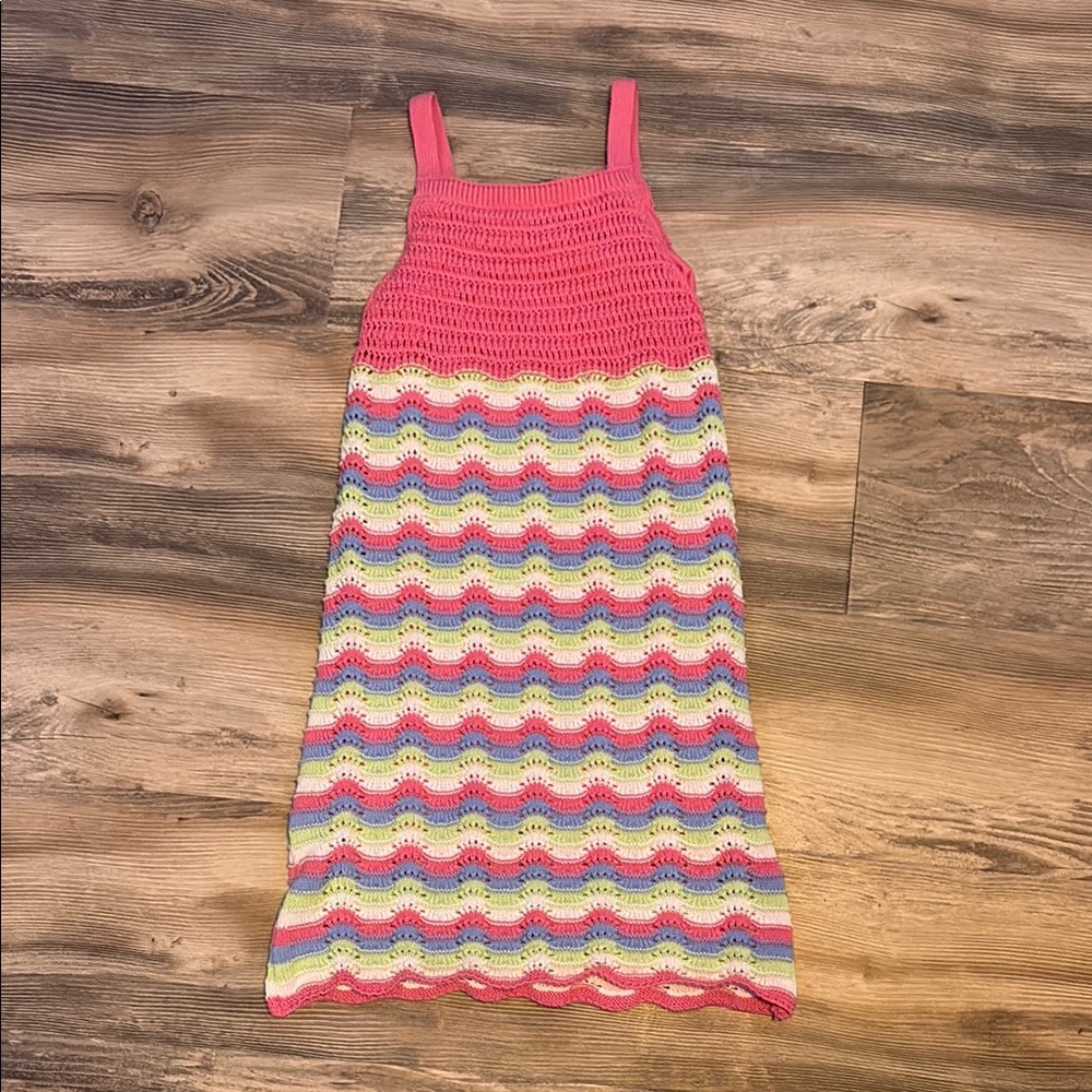 Adorable; Colorful Striped girls Crochet Dress